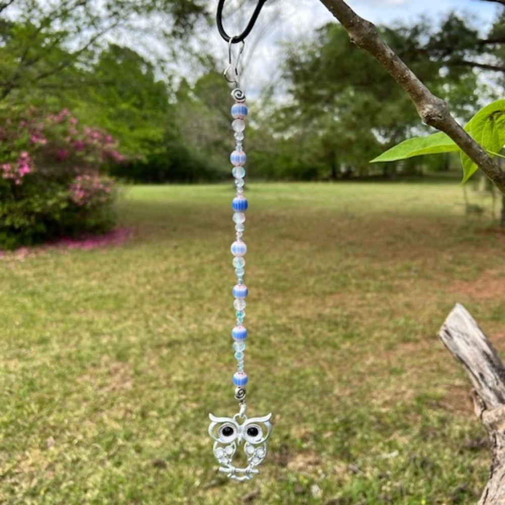 Silver Owl Beaded Suncatcher